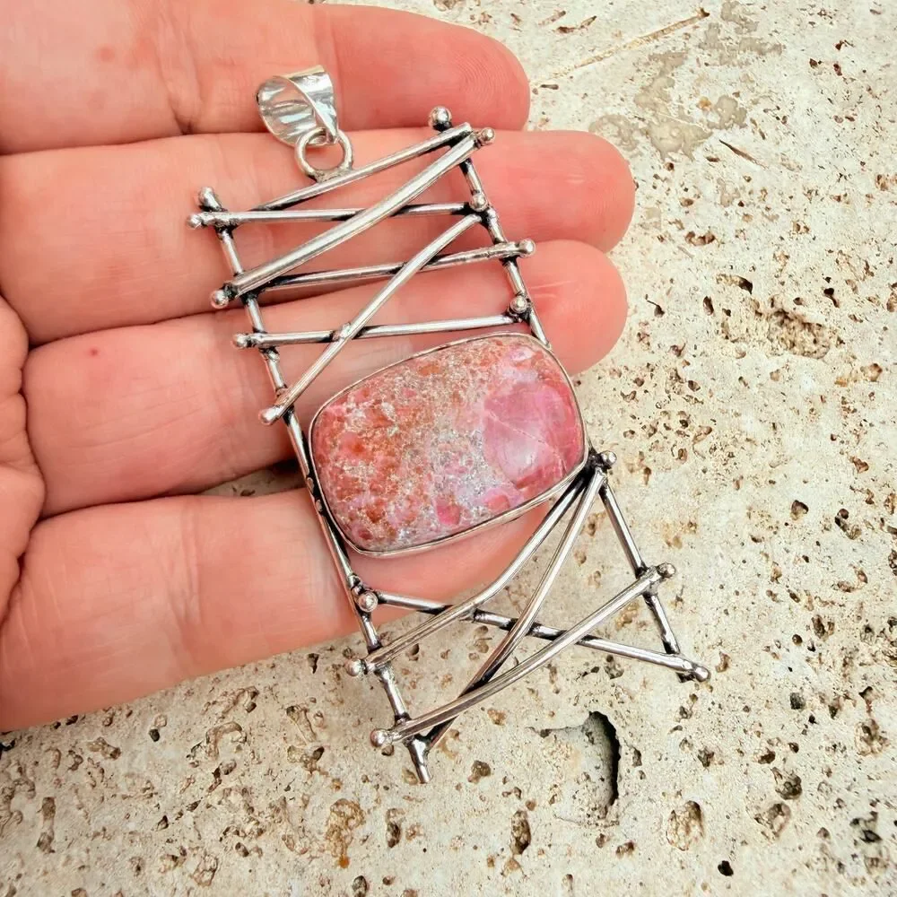 Cobalt Calcite 925 Silver Plated Artisan Pendant